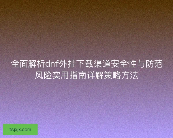 全面解析dnf外挂下载渠道安全性与防范风险实用指南详解策略方法