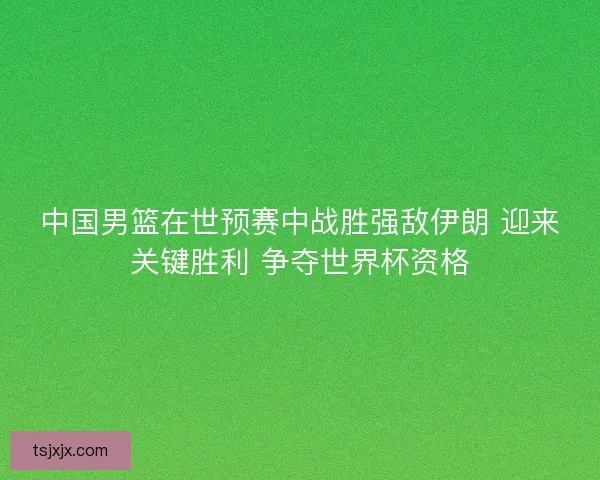 中国男篮在世预赛中战胜强敌伊朗 迎来关键胜利 争夺世界杯资格