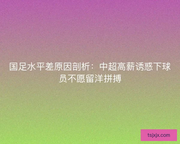 国足水平差原因剖析:中超高薪诱惑下球员不愿留洋拼搏 国足水平差原因剖析:中超高薪诱惑下球员不愿留洋拼搏