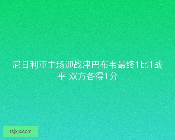 尼日利亚主场迎战津巴布韦最终1比1战平 双方各得1分